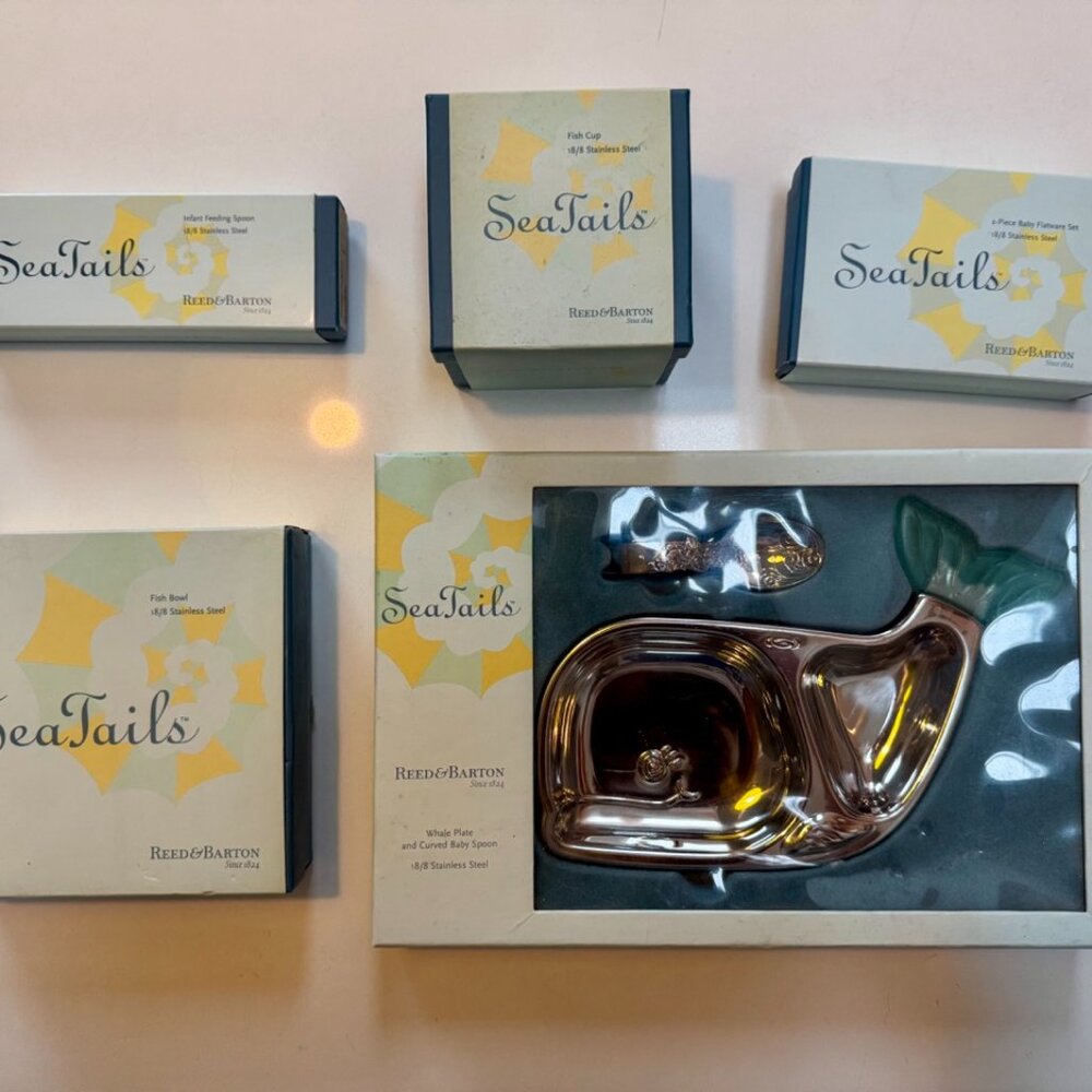 Reed & Barton SEA TAILS infant feeding set